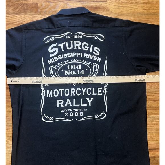 Red KAP 2008 Sturgis Biker Black Short Sleeve Button Up Shirt Men's Sz Large - Picture 8 of 9
